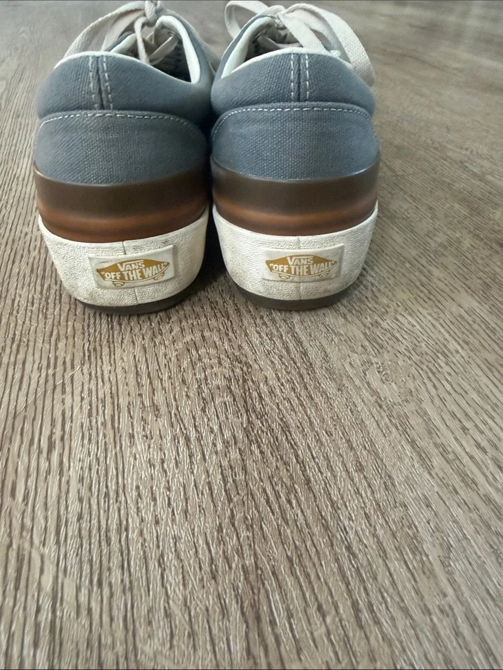 Vans Blue-Gray Canvas platform Low-Top Sneakers with Gold Trim